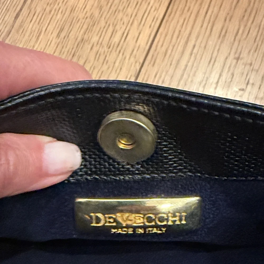 DeVecchi Embossed Black Leather Crossbody Bag With Original Dust bag